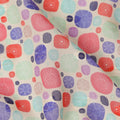 Mint Green Multicolor Abstract Dot Print Cotton Voile Fabric with Pink and Purple Accents, 140 Cms Width, Made in India-D24325