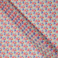 Mint Green Multicolor Abstract Dot Print Cotton Voile Fabric with Pink and Purple Accents, 140 Cms Width, Made in India-D24325
