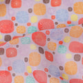 Lavender Multicolor Abstract Dot Print Cotton Voile Fabric with Orange, Red, and Yellow Accents, 140 Cms Width, Made in India-D24327