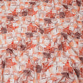Peach Abstract Brushstroke Print Cotton Voile Fabric with Coral and Beige Accents, 140 Cms Width, Made in India-D24332