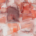 Peach Abstract Brushstroke Print Cotton Voile Fabric with Coral and Beige Accents, 140 Cms Width, Made in India-D24332