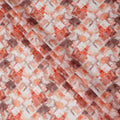 Peach Abstract Brushstroke Print Cotton Voile Fabric with Coral and Beige Accents, 140 Cms Width, Made in India-D24332
