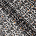Black and White Daisy Floral Print Cotton Voile Fabric with Grey and Orange Accents on Abstract Base, 140 Cms Width, Made in India-D24335