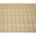 Mustard Yellow Daisy Floral Print Cotton Voile Fabric with White and Blue Accents on Abstract Base, 140 Cms Width, Made in India-D24336