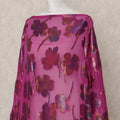 Magenta Pure Silk Chiffon Somali Dirac Fabric with Metallic Floral Lurex, 3.5 Mtrs, Width 140 Cms, Made in South Korea-D24524