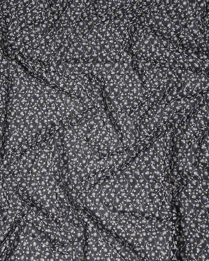 Black Bouquet Swiss Cotton Voile Thobe 4.5m