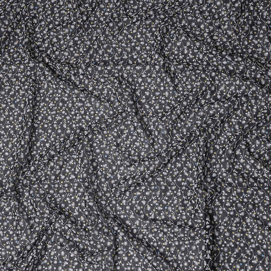 Black Bouquet Swiss Cotton Voile Thobe 4.5m