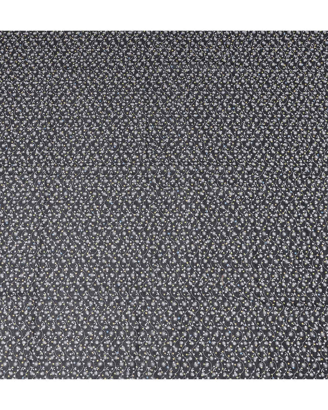 Black Bouquet Swiss Cotton Voile Thobe 4.5m