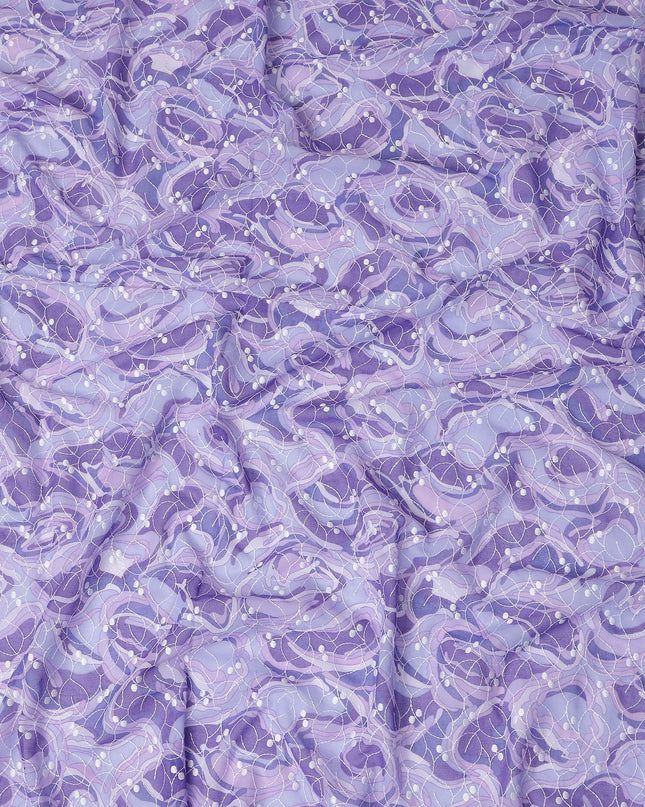 Purple Abstract Swiss Cotton Voile Thobe 4.5m