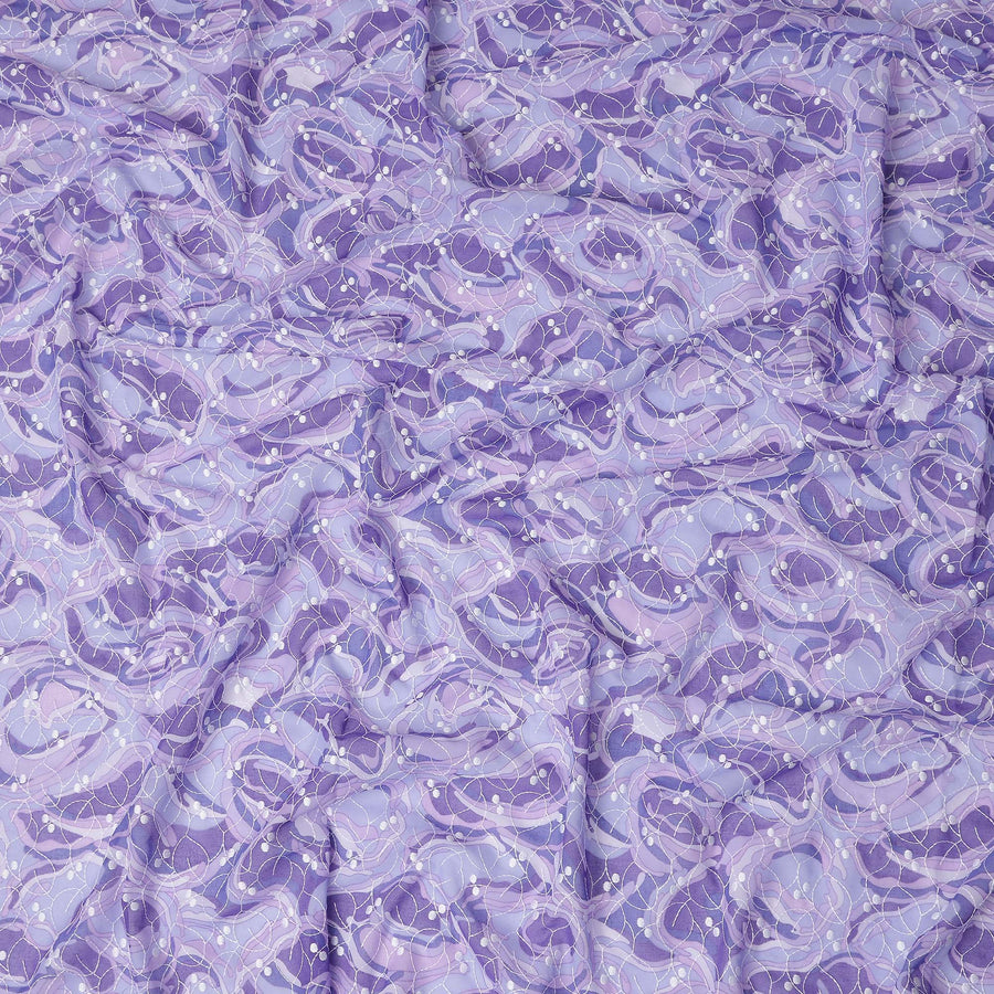 Purple Abstract Swiss Cotton Voile Thobe 4.5m