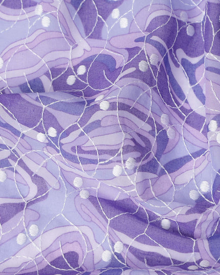 Purple Abstract Swiss Cotton Voile Thobe 4.5m