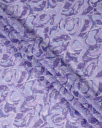 Purple Abstract Swiss Cotton Voile Thobe 4.5m