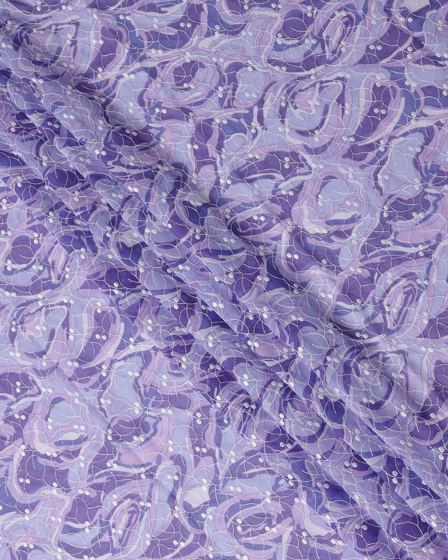 Purple Abstract Swiss Cotton Voile Thobe 4.5m