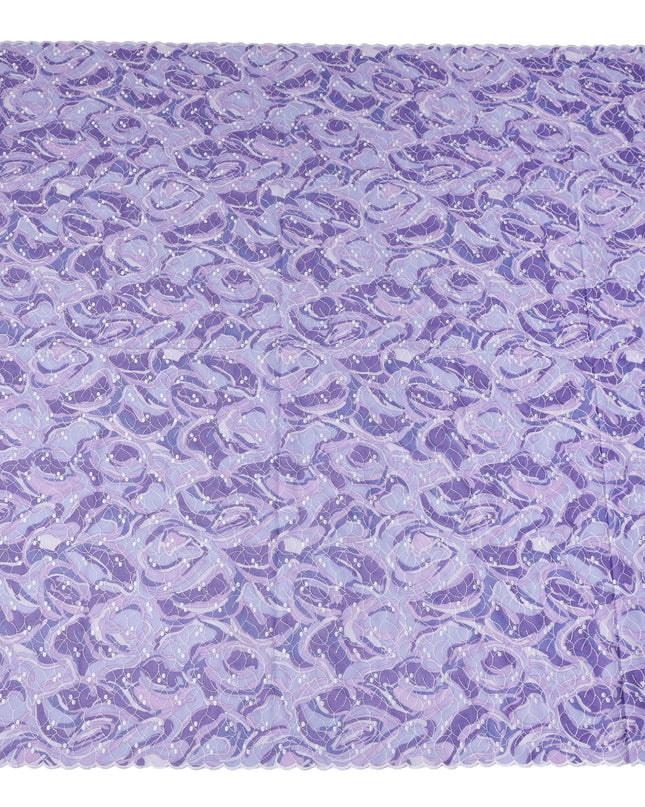 Purple Abstract Swiss Cotton Voile Thobe 4.5m