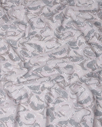 Grey Abstract Swiss Cotton Voile Thobe 4.5m