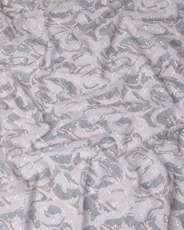 Grey Abstract Swiss Cotton Voile Thobe 4.5m