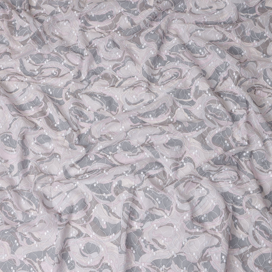 Grey Abstract Swiss Cotton Voile Thobe 4.5m