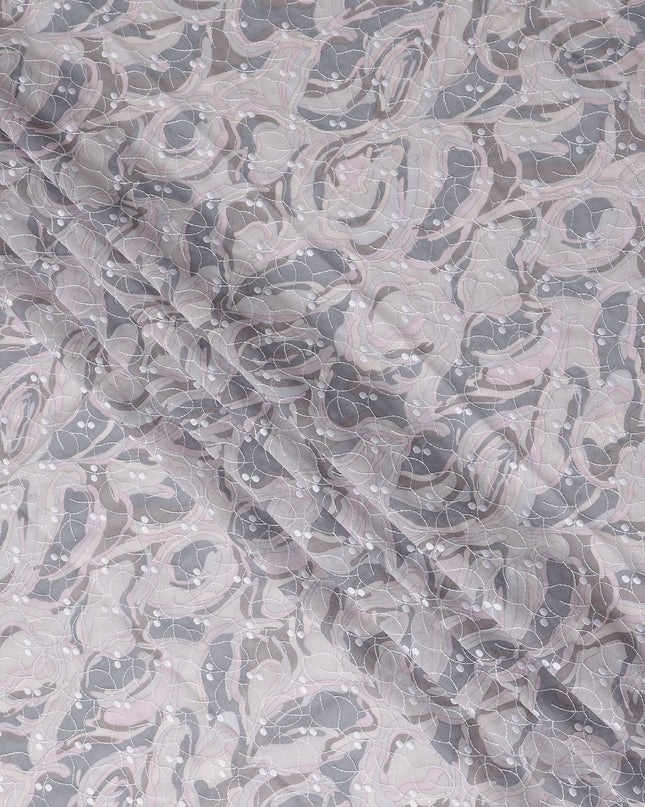 Grey Abstract Swiss Cotton Voile Thobe 4.5m