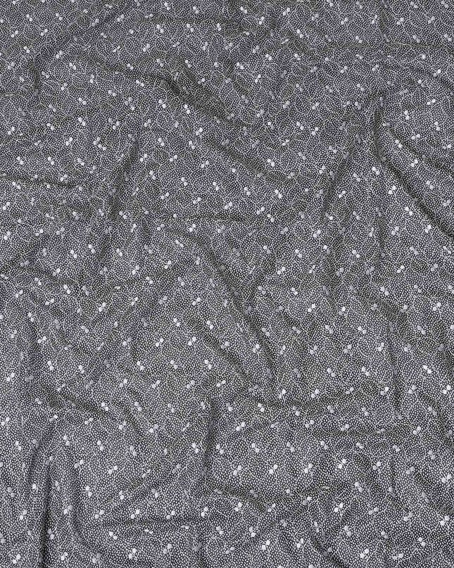 Charcoal Grey Geometric Swiss Voile Thobe 4.5m