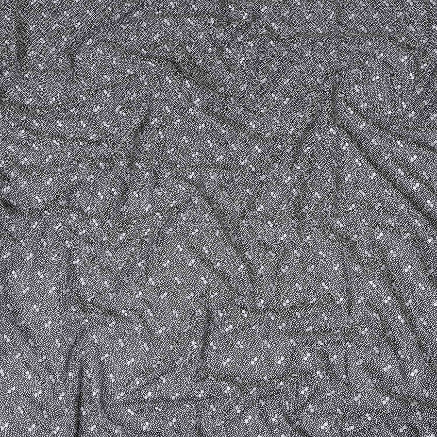 Charcoal Grey Geometric Swiss Voile Thobe 4.5m