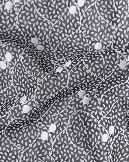 Charcoal Grey Geometric Swiss Voile Thobe 4.5m