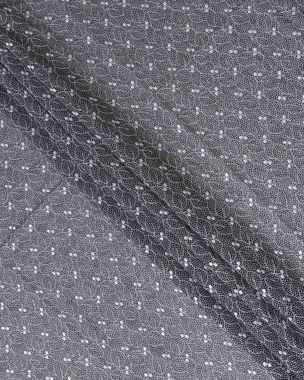 Charcoal Grey Geometric Swiss Voile Thobe 4.5m