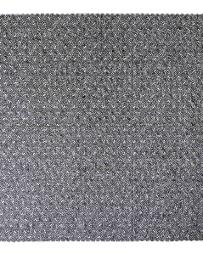 Charcoal Grey Geometric Swiss Voile Thobe 4.5m