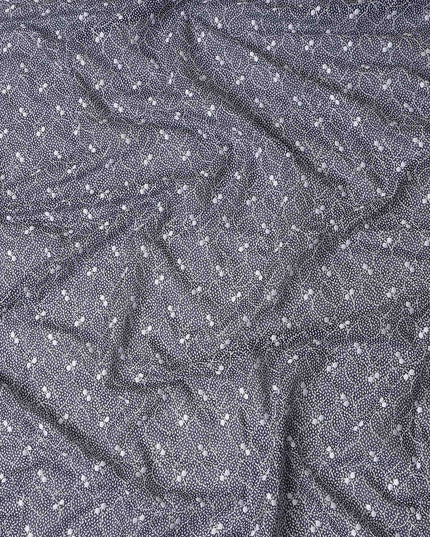 Navy Blue Dot Swiss Cotton Voile Thobe 4.5m
