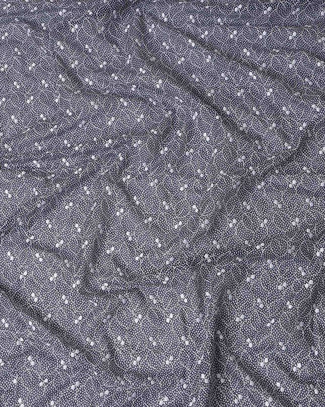 Navy Blue Dot Swiss Cotton Voile Thobe 4.5m