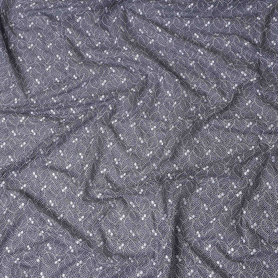 Navy Blue Dot Swiss Cotton Voile Thobe 4.5m