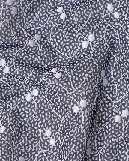 Navy Blue Dot Swiss Cotton Voile Thobe 4.5m