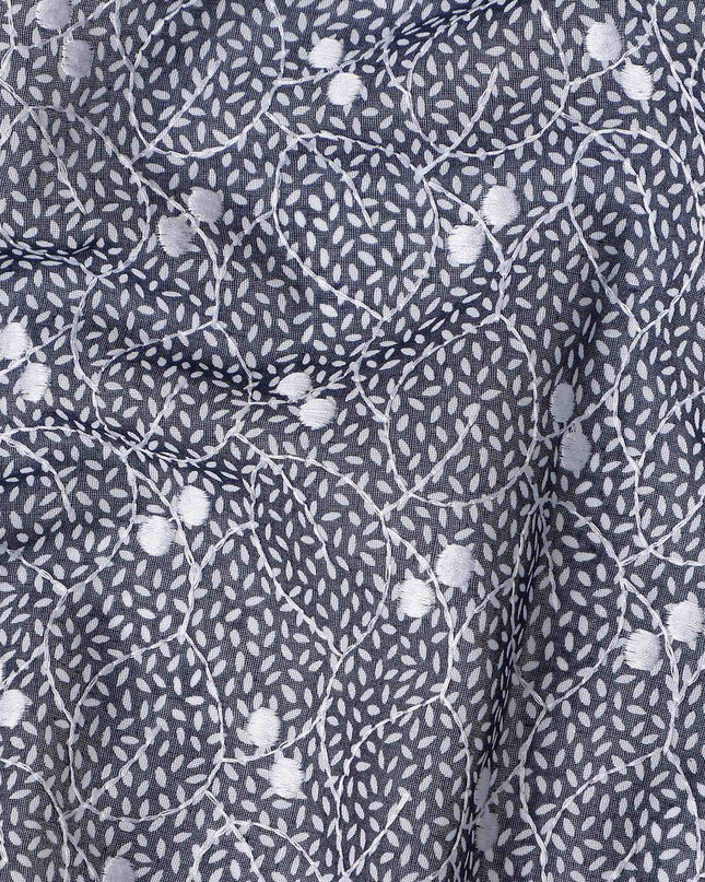 Navy Blue Dot Swiss Cotton Voile Thobe 4.5m