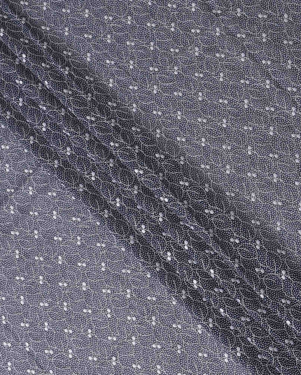 Navy Blue Dot Swiss Cotton Voile Thobe 4.5m