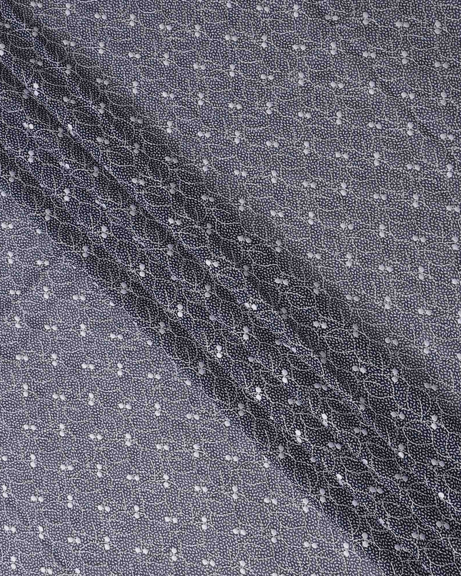Navy Blue Dot Swiss Cotton Voile Thobe 4.5m