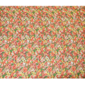 Spring Green Synthetic Chiffon Fabric with Vibrant Red Floral Print, 140 cm Wide-D19109