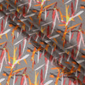 Modern Gray Synthetic Chiffon Fabric with Abstract Orange and Red Strokes, 140 cm Wide-D19112 Regal Fabrics