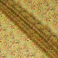 Lemon Yellow Synthetic Chiffon Fabric with Vivid Autumn Leaf Print, 140 cm Wide-D19116
