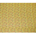 Lemon Yellow Synthetic Chiffon Fabric with Vivid Autumn Leaf Print, 140 cm Wide-D19116