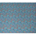 Ocean Blue Synthetic Chiffon Fabric with Tropical Coral and Teal Floral Print, 140 cm Wide-D19117