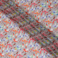 Soft Gray Synthetic Chiffon Fabric with Vibrant Multicolor Floral Print, 140 cm Wide-D19121