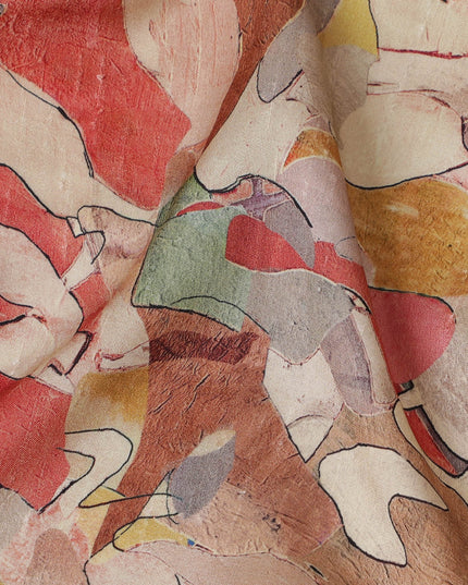 Elegant Autumn Multicolor Abstract Viscose Fabric - 110 cm Wide-D19404