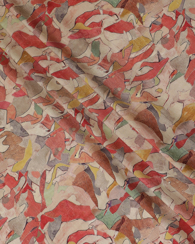 Elegant Autumn Multicolor Abstract Viscose Fabric - 110 cm Wide-D19404 Regal Fabrics