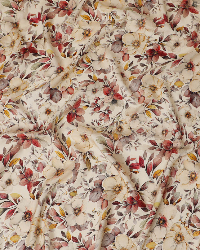 Elegant Autumn Floral Viscose Fabric - 110 cm Wide-D19407