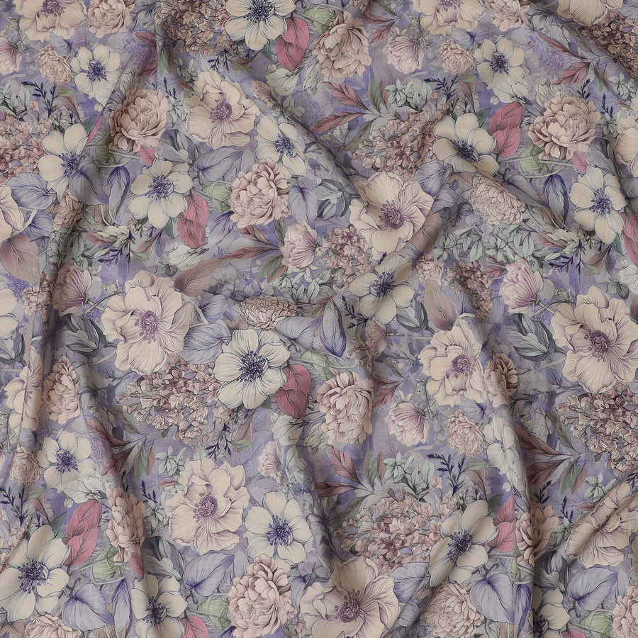 قماش فسكوز زهري لافندر أنيق - عرض 110 سم - D19408