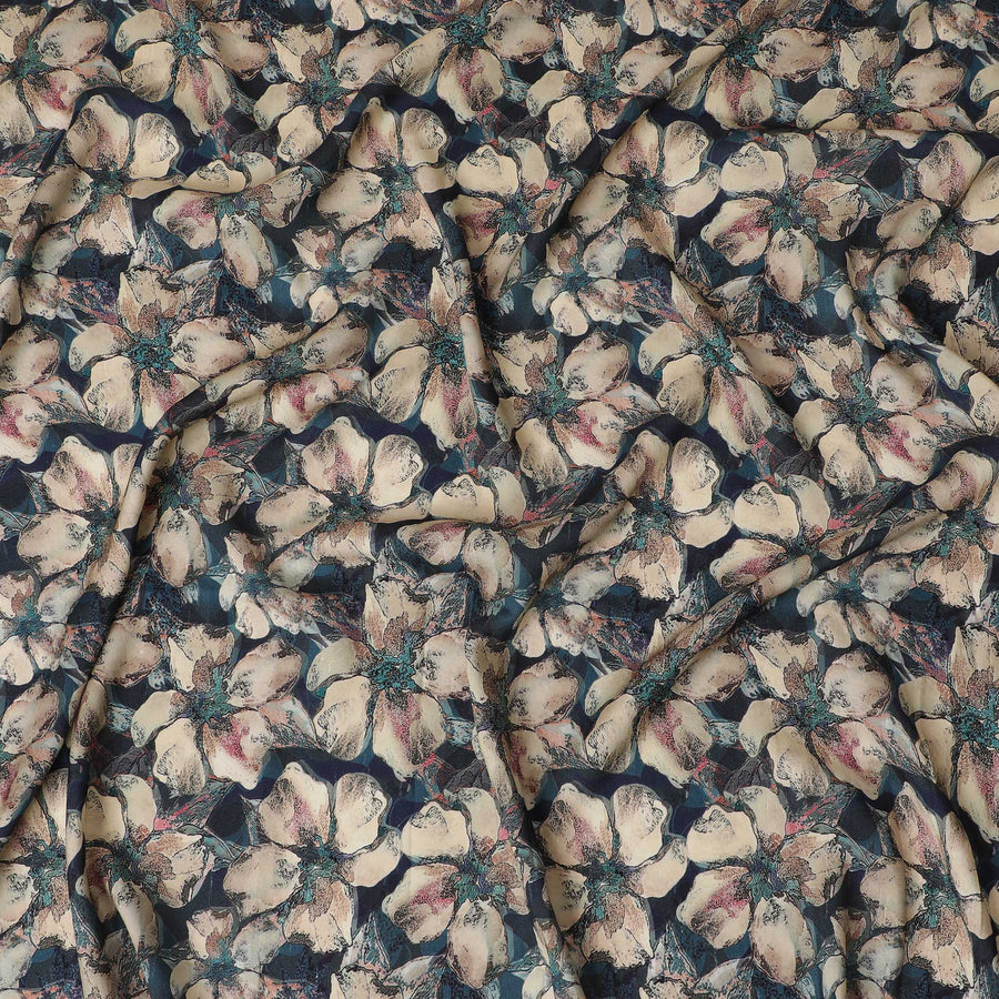 Elegant Midnight Floral Viscose Fabric - 110 cm Wide-D19416 Regal Fabrics
