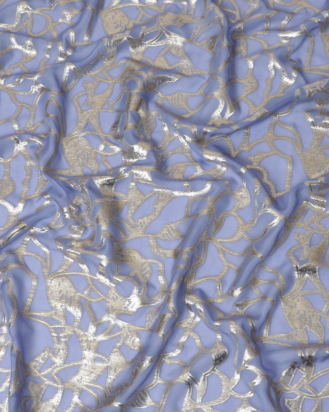 Elegant Lilac Silk Chiffon Fabric with Metallic Lurex, 110 cm Wide, South Korean Design-D19568