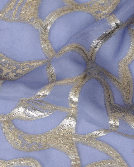 Elegant Lilac Silk Chiffon Fabric with Metallic Lurex, 110 cm Wide, South Korean Design-D19568