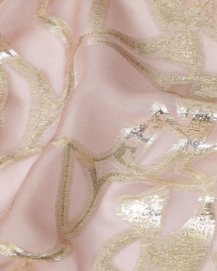 Elegant Pink Silk Chiffon Fabric with Metallic Lurex, 110 cm Wide, South Korean Design-D19569