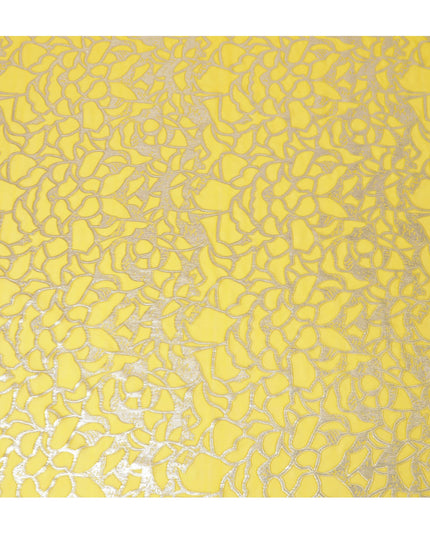 Elegant Yellow Silk Chiffon Fabric with Metallic Lurex, 110 cm Wide, South Korean Design-D19570