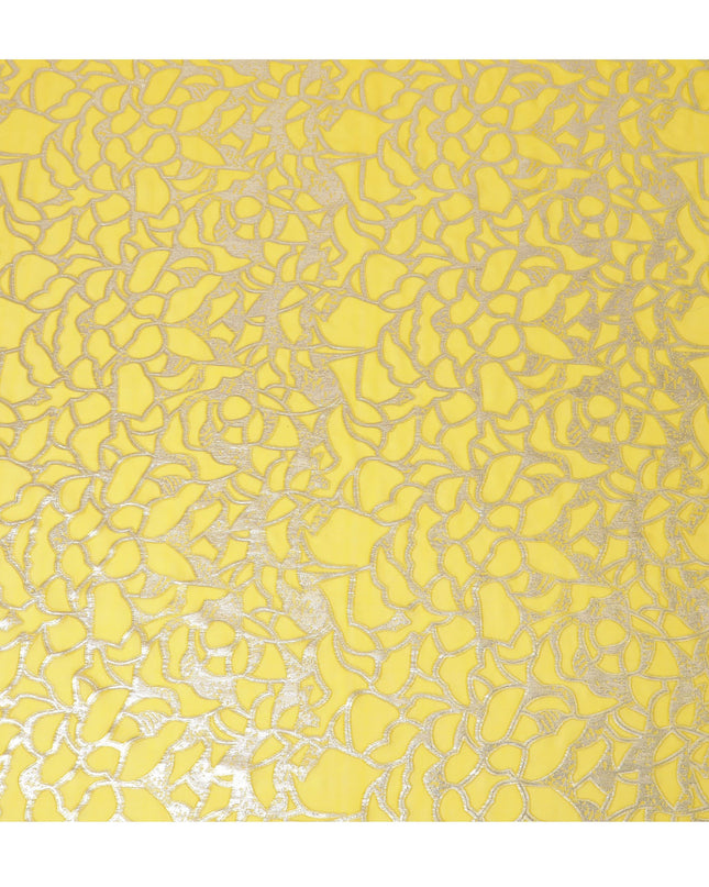 Elegant Yellow Silk Chiffon Fabric with Metallic Lurex, 110 cm Wide, South Korean Design-D19570